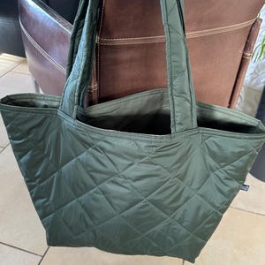XXL Shopper Stepptasche Tasche Einkaufstasche Beutel Stoffbeutel Puffer Bag Schultertasche Umhängetasche handmade khaki Herbst Winter leicht