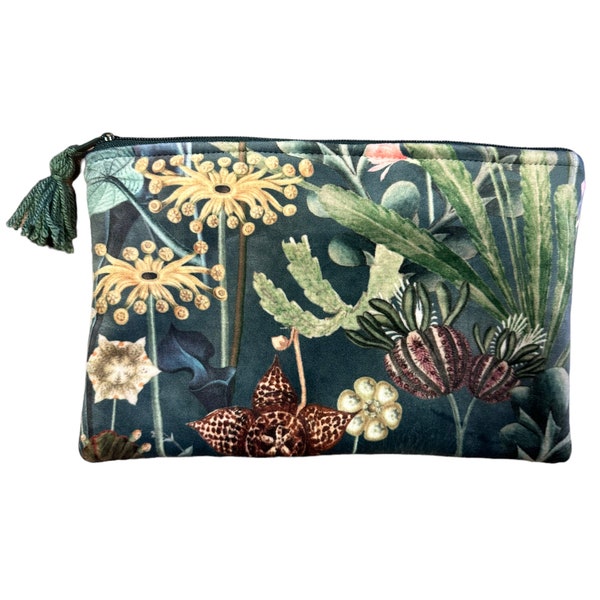 Samttasche Clutch Kosmetiktäschchen Schminktäschchen Etui Mäppchen Geldbörse handmade Samt Reißverschluss Abendtasche Handtasche