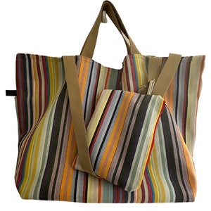 XXL Shopper Strandtasche Tasche Badetasche Einkaufstasche Markttasche Schultertasche handmade Streifen Umhängetasche Sommer Sonne Täschchen