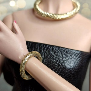 Doll golden bracelet & necklace/snake style/for dolls/dollhouse/Fashion Royalty/Momoko//Poppy Parker/FR2/NuFace/Blythe