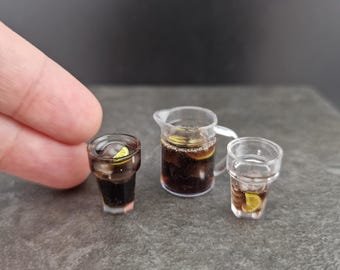 SET Miniature handmade Iced orange juice/jug/glass/miniaturefood/drink/tiny/mini/for dolls/dollhouse/Fashion Royalty/Momoko/Poppy Parker/FR2