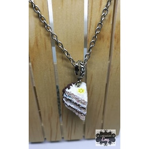 Handmade necklace with realistic slice of Banana Cake/gift idea/love/miniature/for lovers/mini food