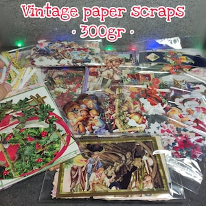 350gr of vintage Paper Scraps & greetings cards/scrapbooking/handmade projects/diy/decoupage/nativity/3D/Christmas/Christianity/old/antique