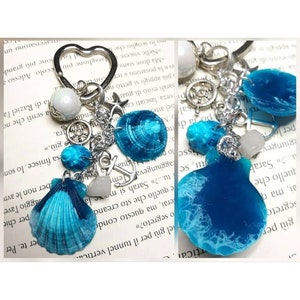 Può includere: Un braccialetto con ciondoli in argento con un anello a forma di cuore, ciondoli a forma di conchiglia blu e bianca, un ciondolo a forma di ancora in argento e un ciondolo a forma di bussola in argento. I ciondoli sono attaccati a una catena in argento.