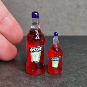 Miniature handmade Aperol bottle/spritz/cocktail/miniaturefood/tiny/mini/for dolls/dollhouse/Fashion Royalty/Momoko/Poppy Parker/FR2