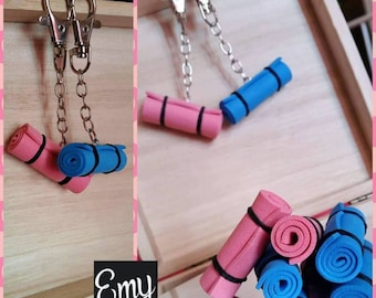 Handmade Keychain Gym Mat/gift idea/key holder/yoga/pilates/crossfit/bodybuilding/miniature/realistic/mat