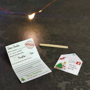 Carta feita à mão para Papai Noel/bonecas/casa de bonecas/realeza da moda/Momoko//Poppy Parker/FR2/NuFace/Blythe/1:6/Natal/vermelho/mini/minúsculo/lápis
