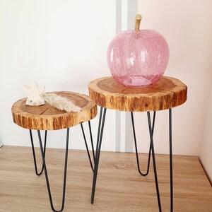 Side table wood round oak