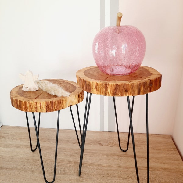 Table d'appoint en bois de chêne ronde