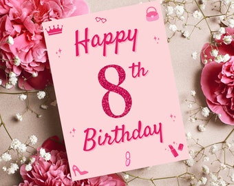 Barbie Themed Happy Birthday Card | made to order & Canva Pro PDF Link available | INSTANT DOWNLOAD