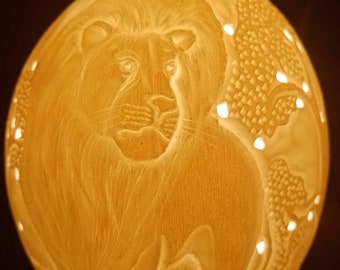 Ostrich egg shell lion