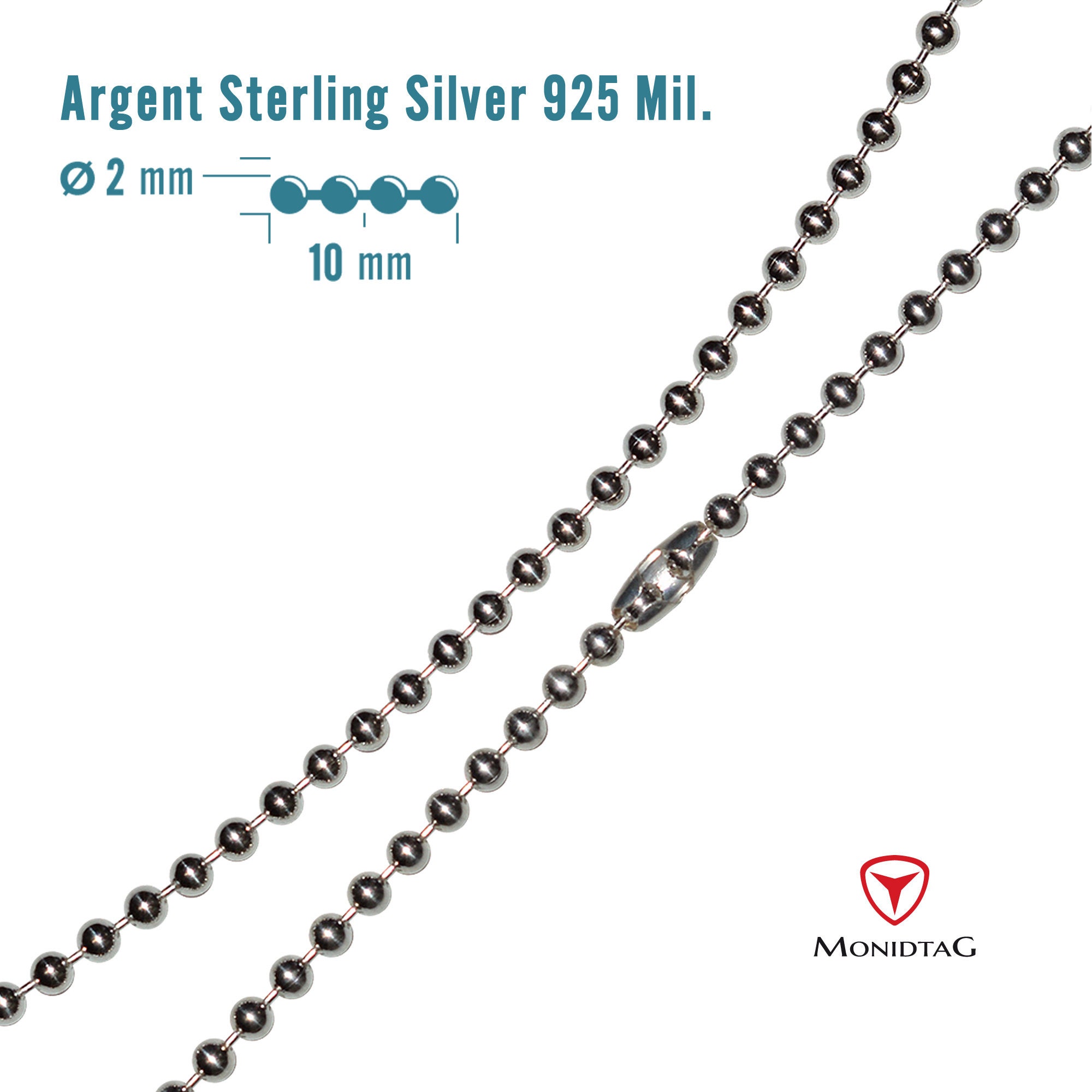 Chain Balls in Silver 925 Mil. Ø 2mm Etsy