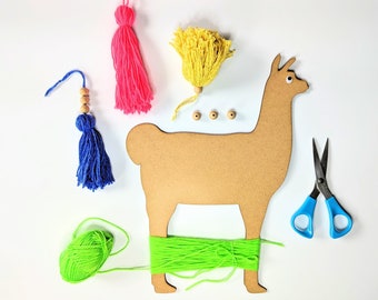 Handicraft ideas for children's birthday party, llama party for children's birthday party, handicraft set for children, making pompoms, bobble makers