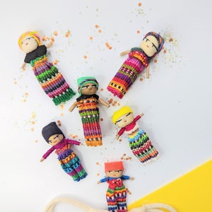 Worry doll lucky charm, worry eater, encouragement gift personalized in a fabric bag, worry doll for children,