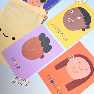 Emotion card set Anna Katharina Jansen for children, mindfulness cards with personalized wooden photo holder image 2