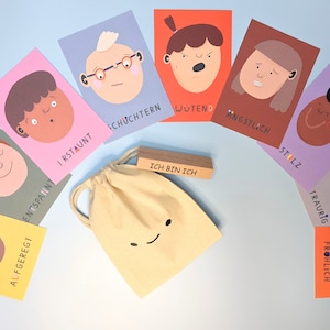 Emotion card set Anna Katharina Jansen for children, mindfulness cards with personalized wooden photo holder image 6
