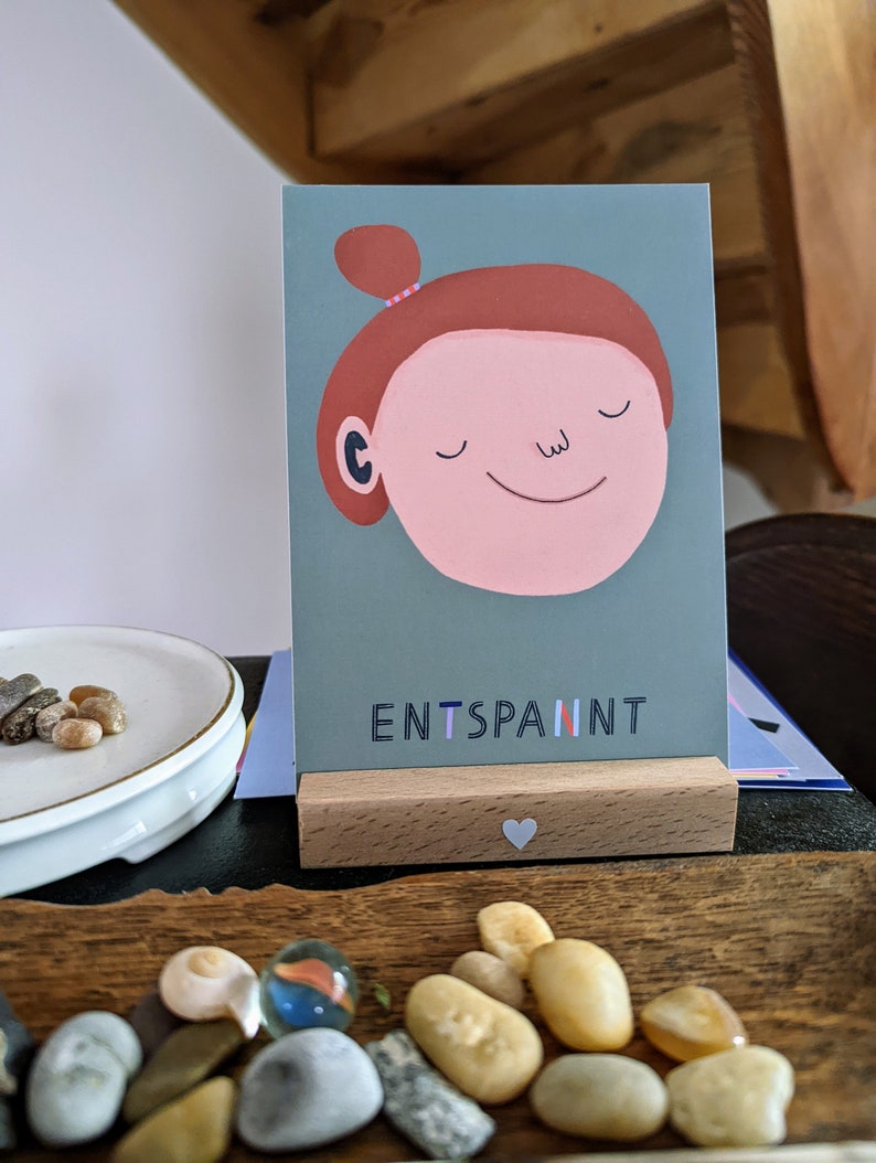 Emotion card set Anna Katharina Jansen for children, mindfulness cards with personalized wooden photo holder image 8