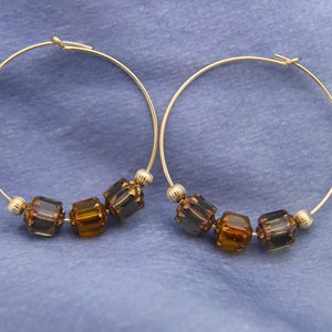 Boho Beaded Hoop Earrings | Gold Filled Hoop Earrings | Exotic Glass Beaded Hoops | Medium Sized Hoops | Gift for Her