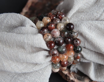 Natural Garden Phantom Quartz Bracelet, Round Bead Stretch Bracelet