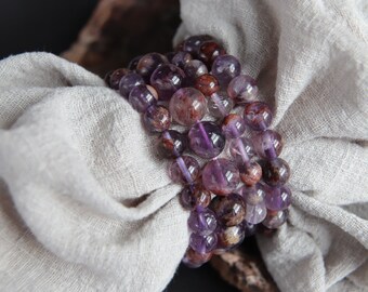 Purple Phantom Quartz stretchy bracelet, Healing Stone Bracelet. Women Bracelet