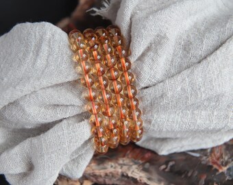 Brazil High Grade Citrine Bracelet, Pyramid Shape Citrine Beads Bracelet, Healing stone