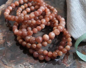 Golden Sunstone Bracelet, Rare Beaded Bracelet, Healing Stone Crystal