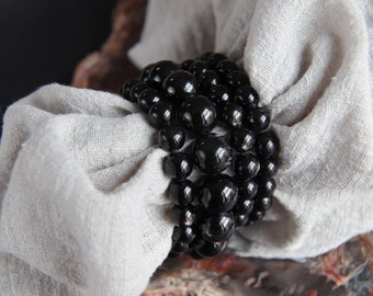 AAAA High Grade Natural Hypersthene Beaded Bracelet, Smooth Surface with Cats Eye