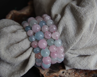 AAAA Morganite Bracelet, Morganite Energetic Beaded Bracelet, Heart Charka Love Bracelet