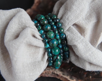 AAAAA High Grade Chrysocolla Beads Bracelet, Genuine Chrysocolla Gemstone Bracelet,  Gift for Men and Women