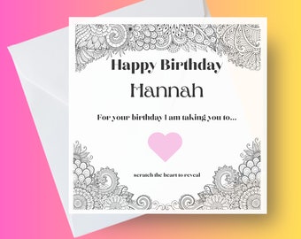 Carte d'anniversaire, Carte à gratter, Carte cadeau surprise, Carte mandala, Cartes personnalisées, Cartes d'anniversaire, Cartes personnalisées, Coeur à gratter