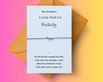 Positivity Wish Bracelet, Mental Health Bracelet, Anxiety Jewellery, Thinking of You Card, Sending You Love, Positive Cards, Good Luck Cards