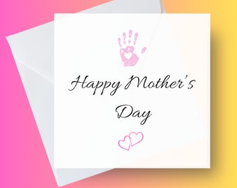 Happy Mothers Day Card, Mum Day Card, Mummy Card, From Daughter, From Son, Card for Mums, Personalised Mothers Day Cards, Hand Print Card