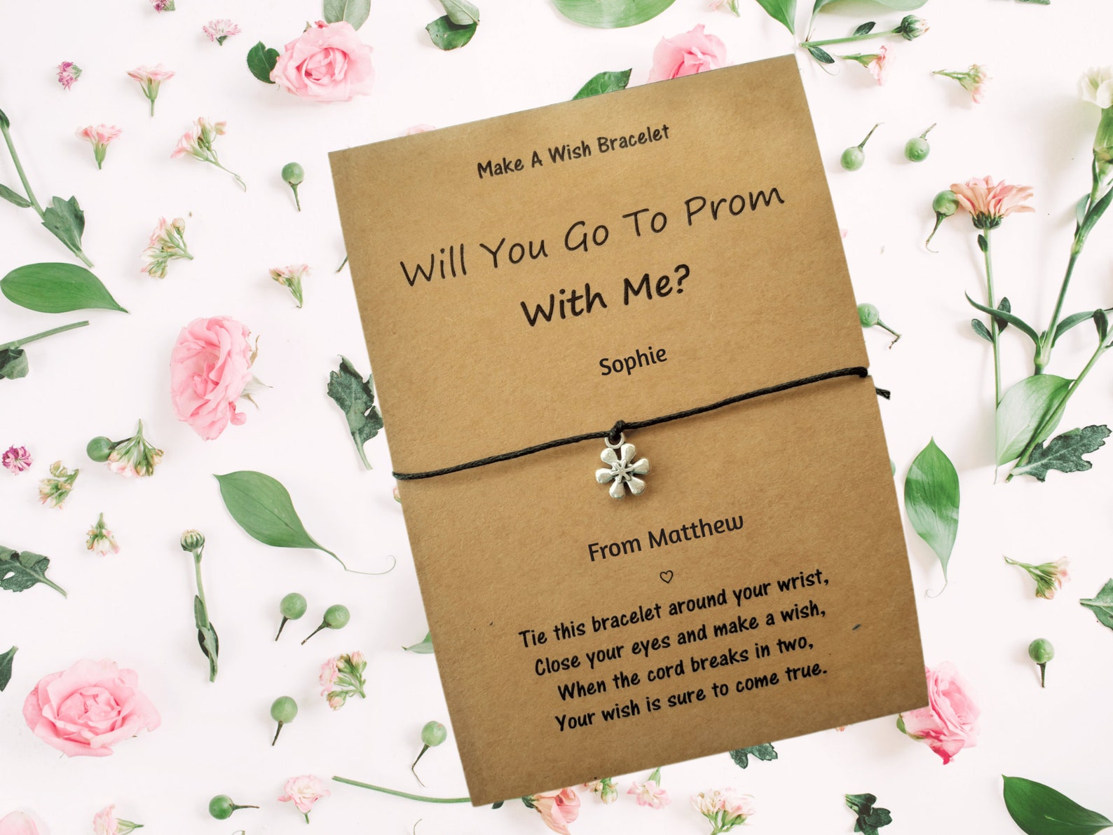 Abschlussball-Einladung Blume Wunsch Armband Prom-Karte | Etsy Abschlussball-Einladung Blume Wunsch Armband Prom-Karte | Etsy