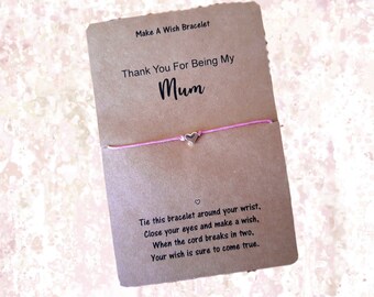 Mum Wish Bracelet, Thank you Mum, Mum Gifts, Personalised Gifts
