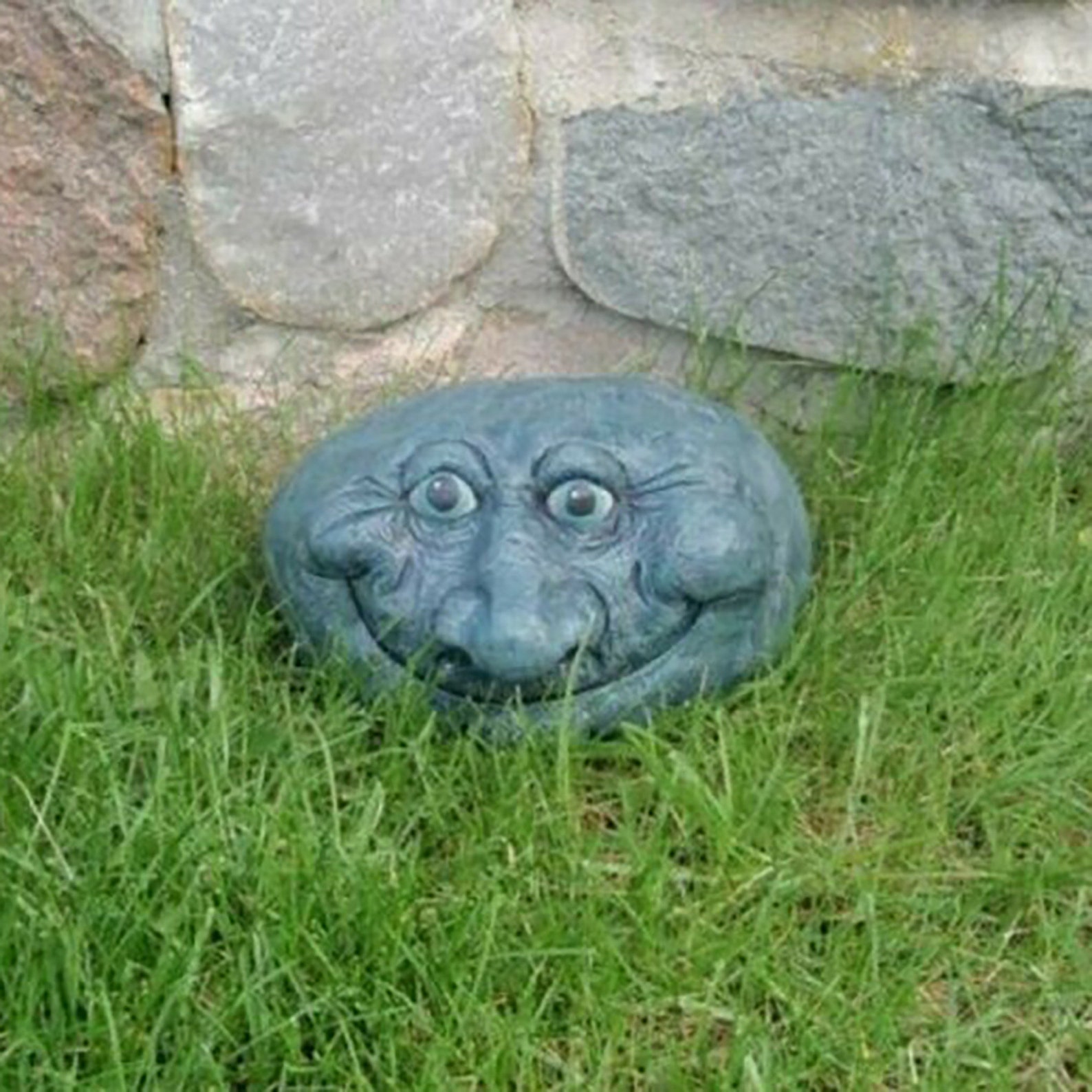 Cute Garden Rock Face Art Large Garden Rock Outdoor Decor Etsy