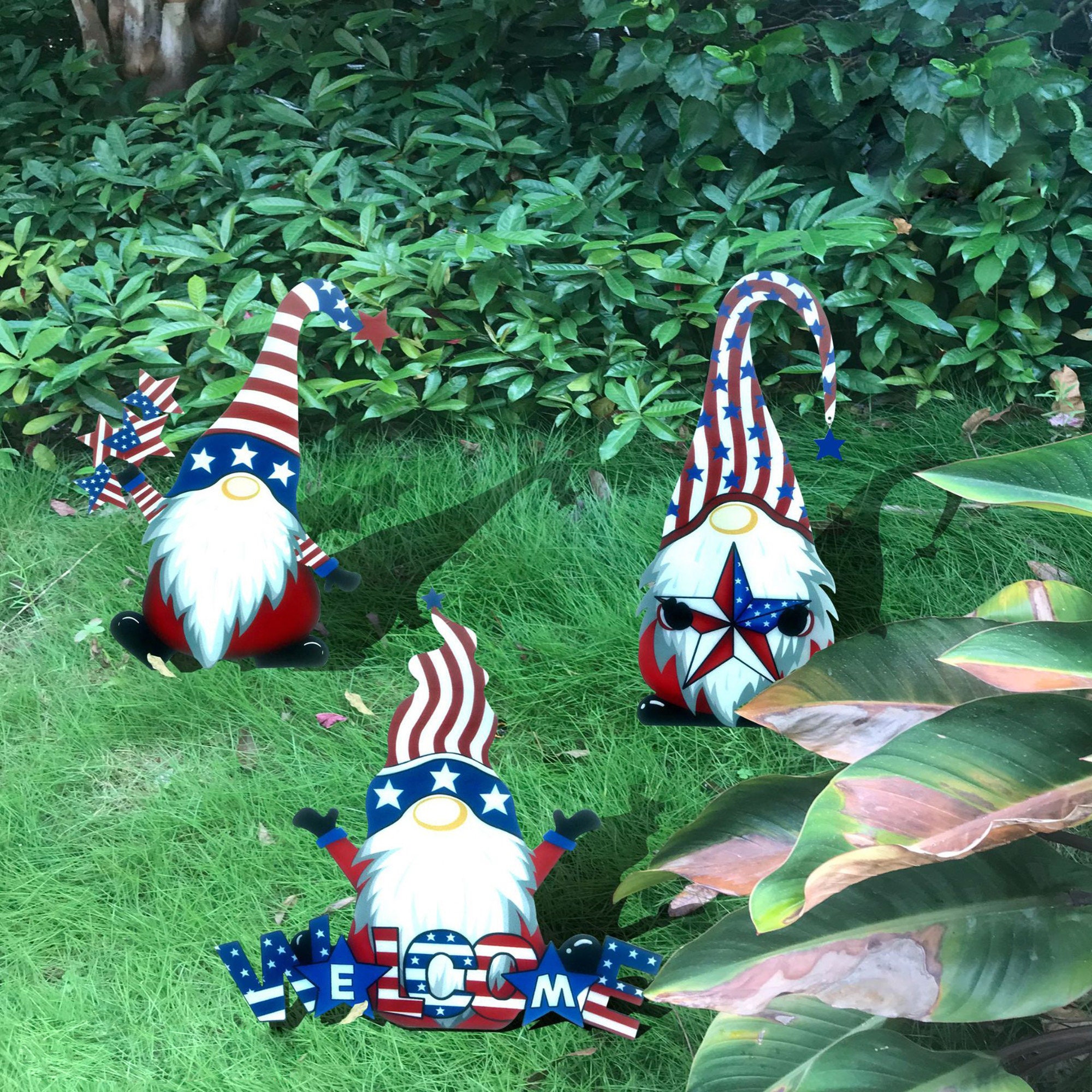 Gnome Yard Stakes Gnome Metal Garden Stakes Home Decor Etsy