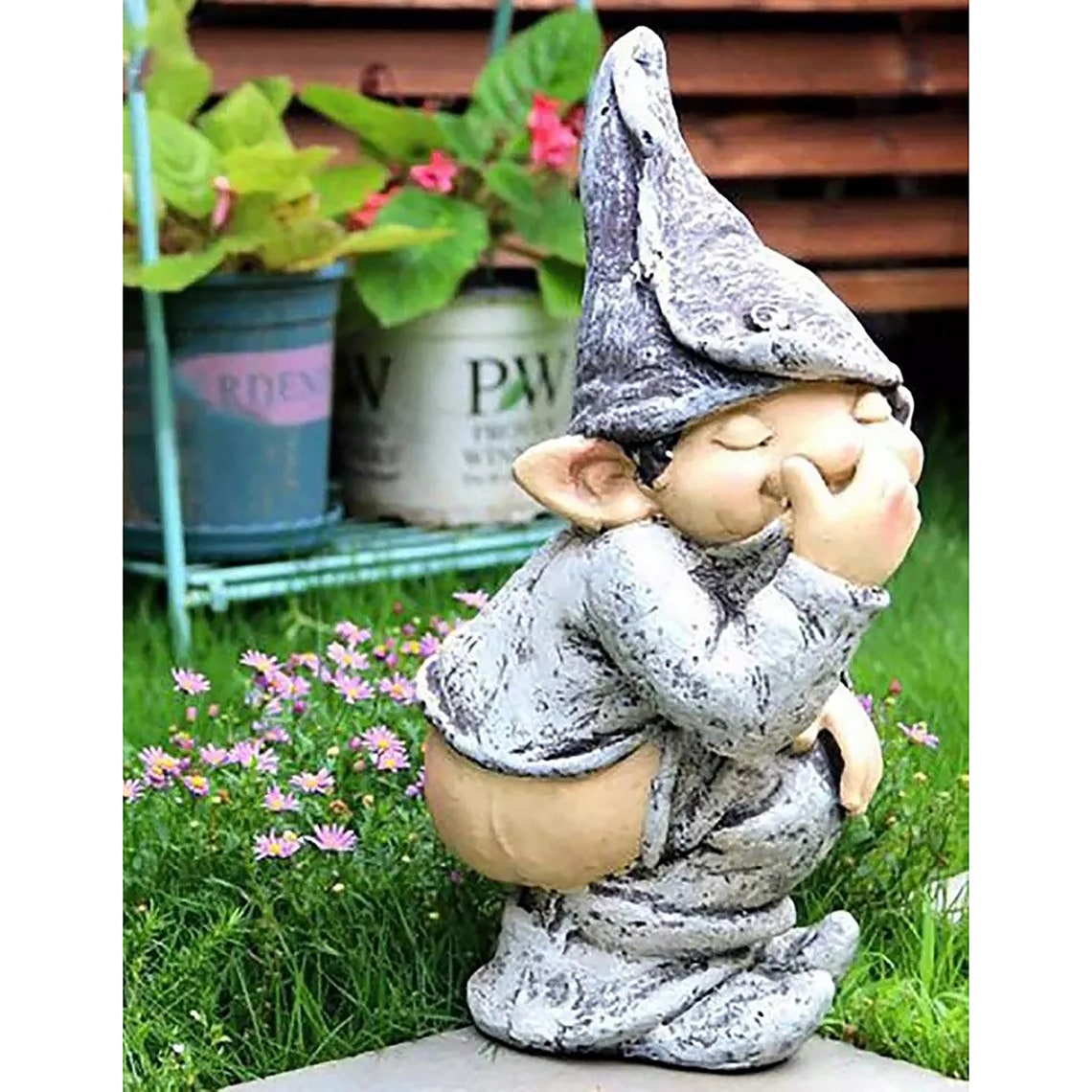 Naughty Garden Gnome Garden Gnome Ornament Small Garden Etsy