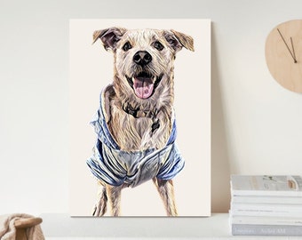 Pet Portrait Painting of Dog Pet Image on Canvas Custom Pet Portrait Using Pet Photo Personalized Digital Dog Portrait Custom Pet Art