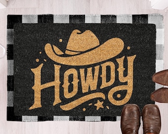 Tapis de bienvenue Bonjour signe Bonjour Paillasson western