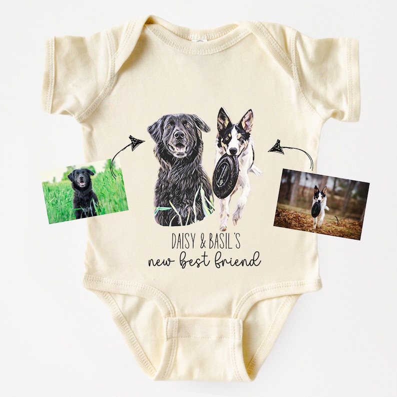 New Best Friend Gerber Onesie© Dog Photo Gift for Baby Shower Gift Organic Cotton Onesie© Personalized Baby Gift for Dog Lover Protected by image 1
