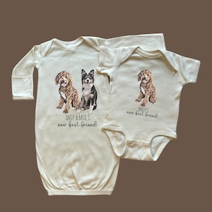 New Best Friend Gerber Onesie© Dog Photo Gift for Baby Shower Gift Organic Cotton Onesie© Personalized Baby Gift for Dog Lover Protected by image 2