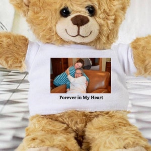 Custom Memory Bear Sympathy Gift for Child Something To Remember Grandma Guardian Angel Teddy Bear with Photo Gift for a Grieving Child