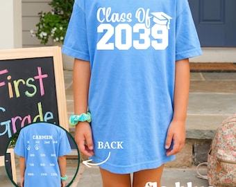 Comfort Colors® Class of 2039 Shirt Photo Day Shirt Class of 2040 Shirt  First Day of School Photo Class of 2038 Grow With Me Shirt