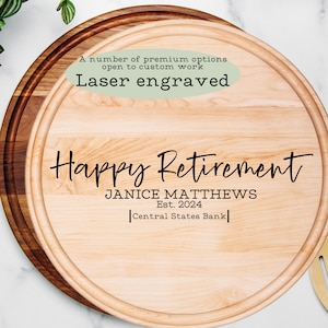 Retirement Gift for Coworker Retiring Gift for Retirement Gift Ideas Personalized Laser Engraved Cutting Board Retirement Party Charcuterie