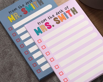 Personalisierte Notiz Notizblock Lehrer Sticky Notiz Personalisierte Post-It-Note Lehrer Geschenkideen Lehrer Wertschätzung Geschenk Bach