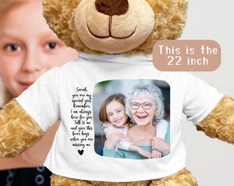 Custom Memory Bear Memorial Gift for Loss of Loved One Teddy Bear With Photo Grieving Child Gift for Child's Sympathy Gift In Loving Memory
