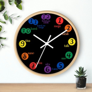 Swahili Language Tanzania Swahili Decor Learn Swahili Count in Swahili Kenya Africa Clock for Swahili Nursery Colors Clock with Swahili