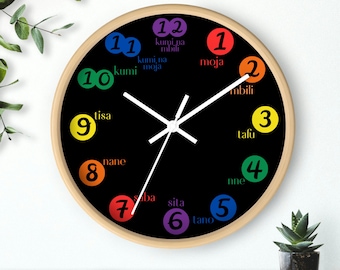 Swahili Swahili Language Tanzania Swahili Decor Learn Swahili Kenya, Africa, Swahili Clock, Nursery Swahili Colors, Clock with Swahili