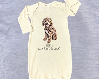 New Best Friend Onsie© Dog Photo Sleeper Sak Baby Shower Gift Pet Photo Onsie© Gender Reveal Party Gift Protected by Dog Baby Gift for Dog