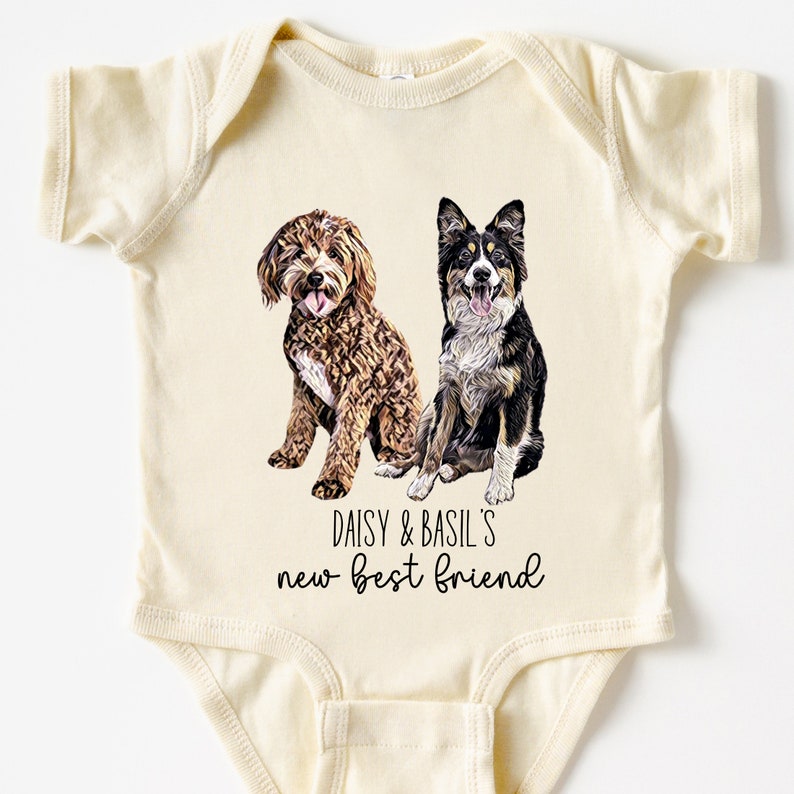 New Best Friend Custom Dog Photo Gift for Baby Shower Gift Organic Cotton Baby Gift Personalized Baby Gift for Dog Lover Protected by Onsie
